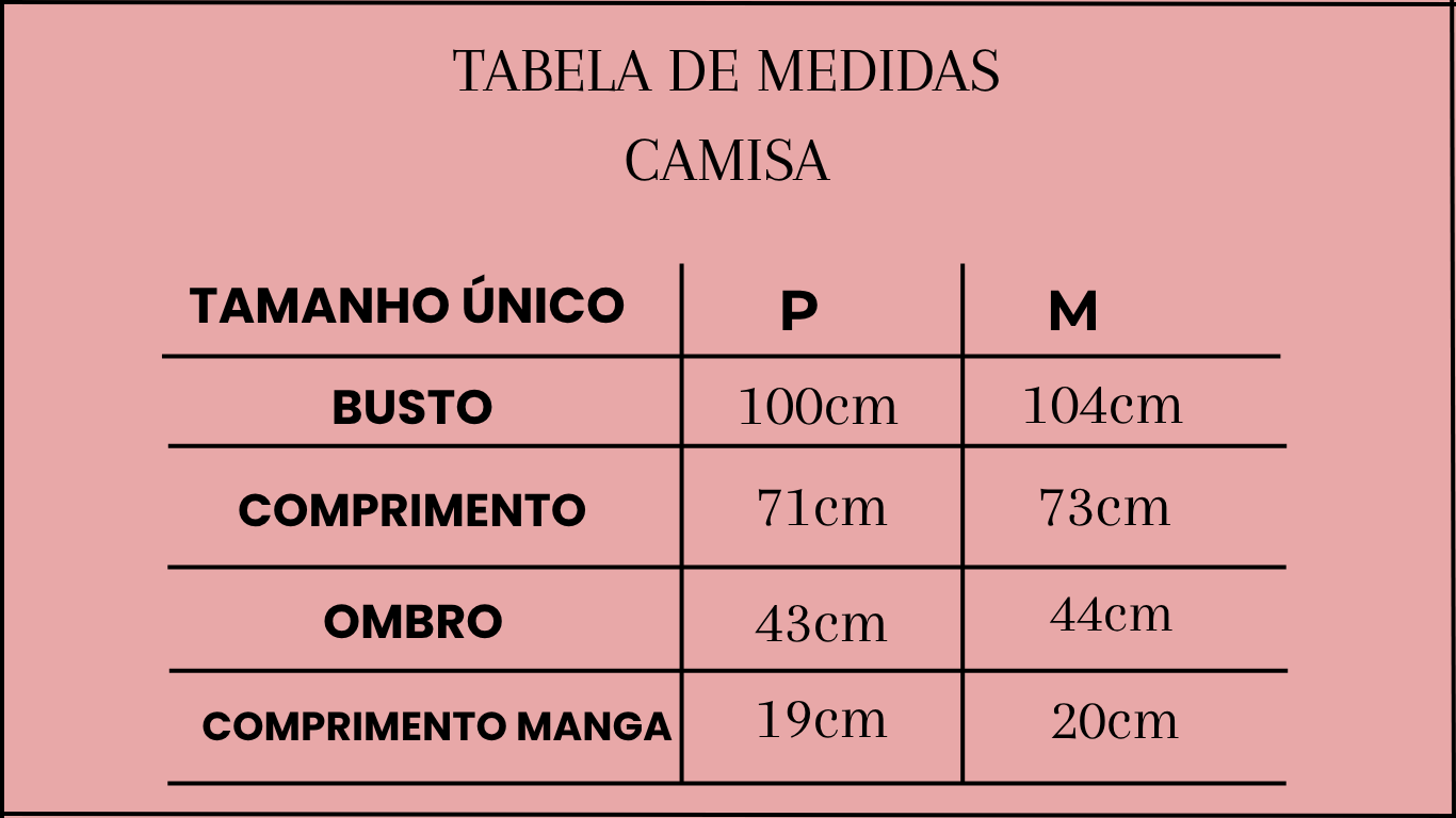 TABELA BLUSA DE RENDA 